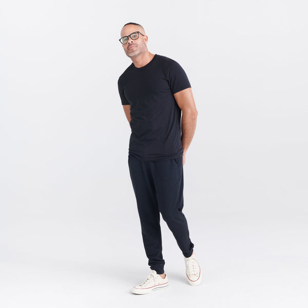 Front - Model wearing Droptemp Cooling Cotton Crew in Black