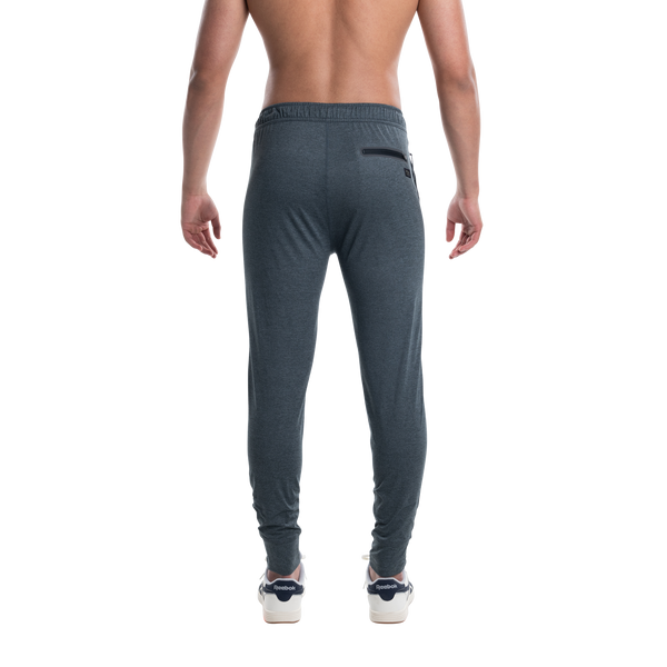 Back - Model wearing PeakDaze Pant in Turbulence Heather