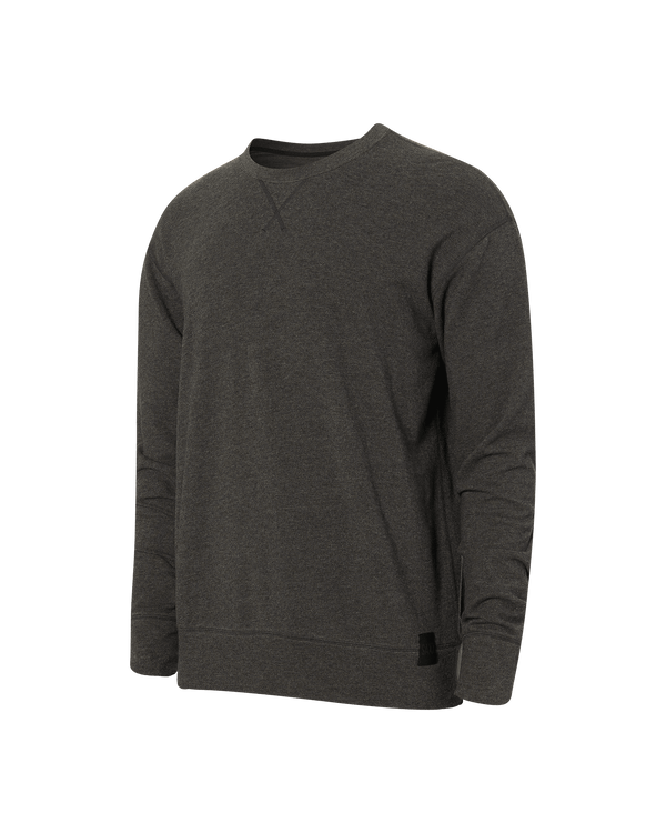 Front of 3Six Five Lounge Long Sleeve Crew in Black Heather