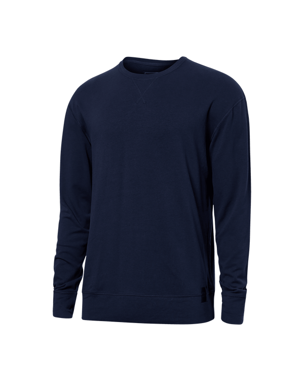 Front of 3Six Five Lounge Long Sleeve Crew in Maritime Blue