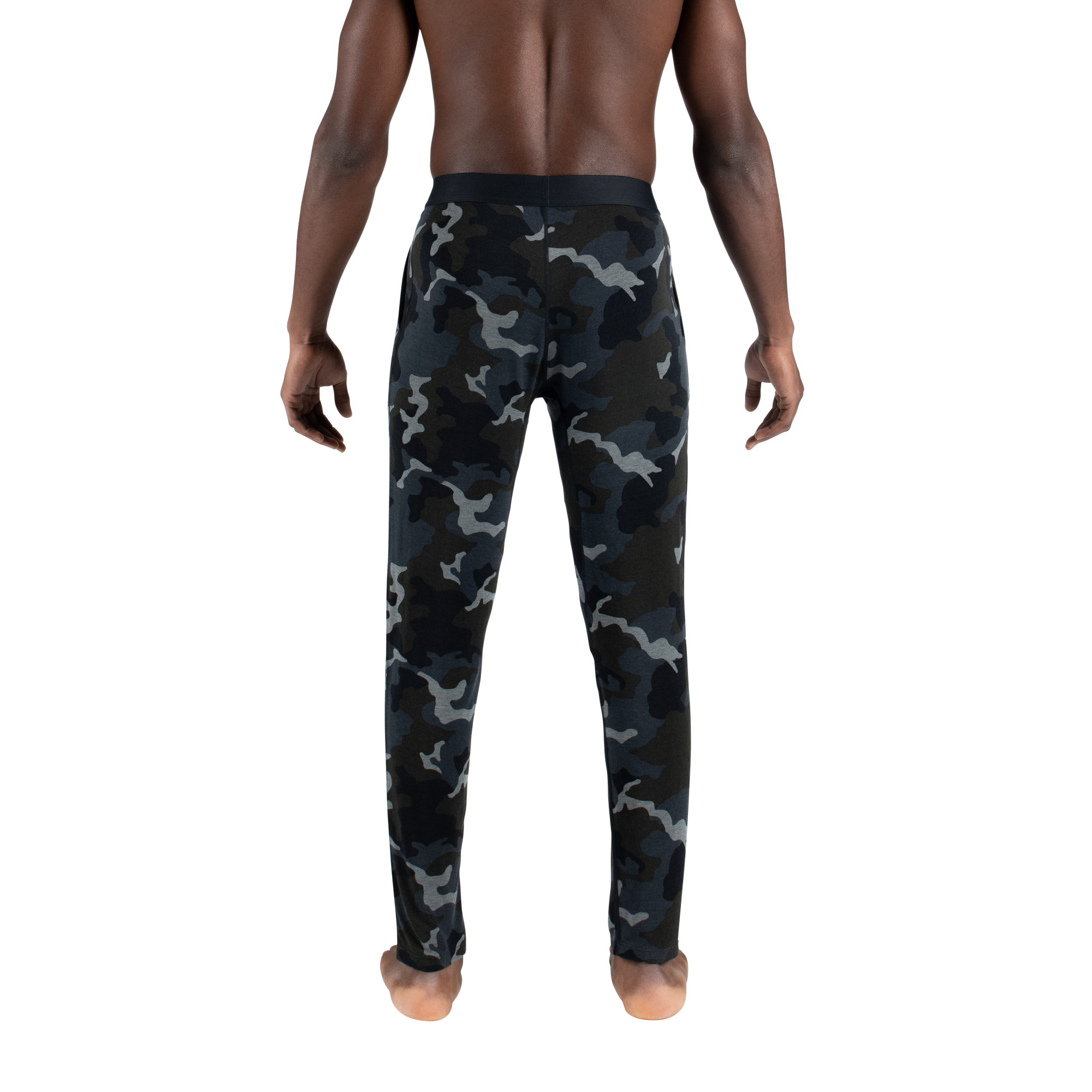 Back - Model wearing Sleepwalker Pant in Supersize Camo- Graphite