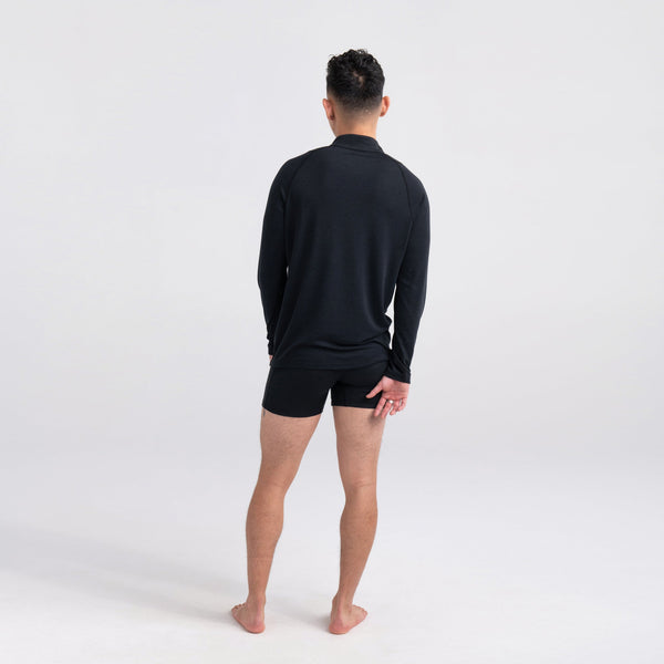 Back - Model wearing Roast Master Long Sleeve 1/2 Zip Baselayer in Black