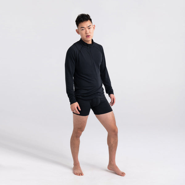 Front - Model wearing Roast Master Long Sleeve 1/2 Zip Baselayer in Black