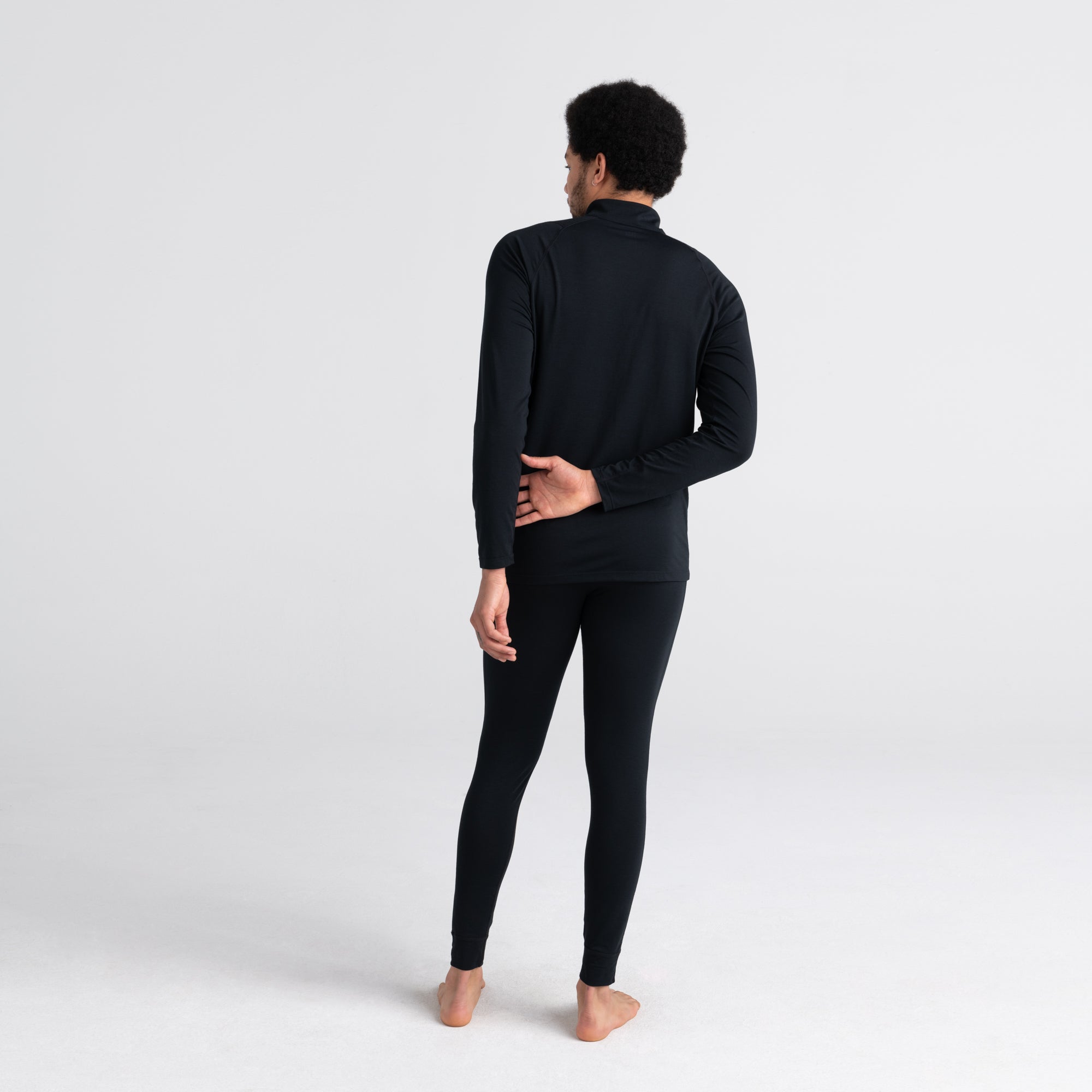 Back - Model wearing Roast Master Bottom Fly Baselayer in Black