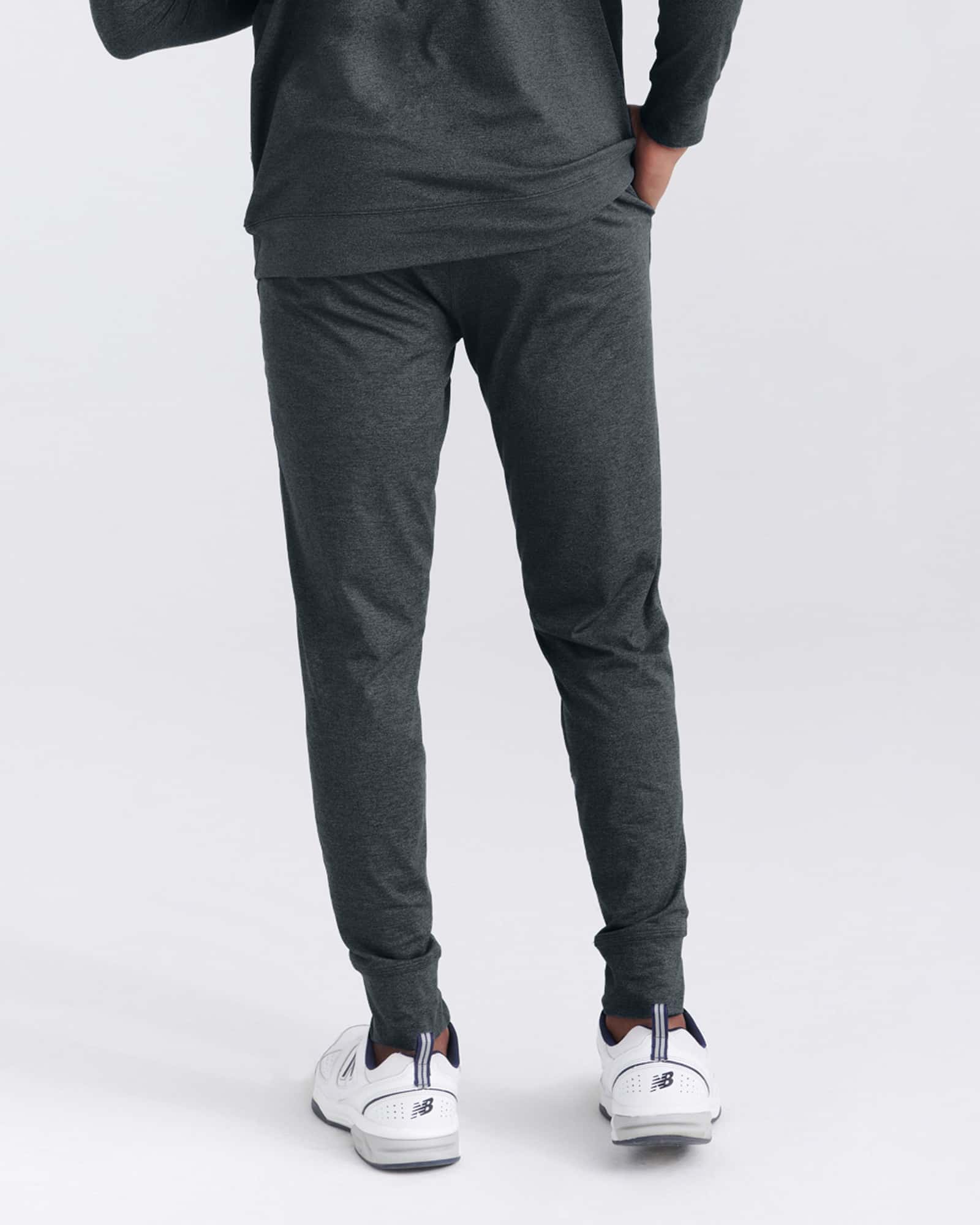 Back - Model wearing Peakdaze Jogger in Turbulence Heather