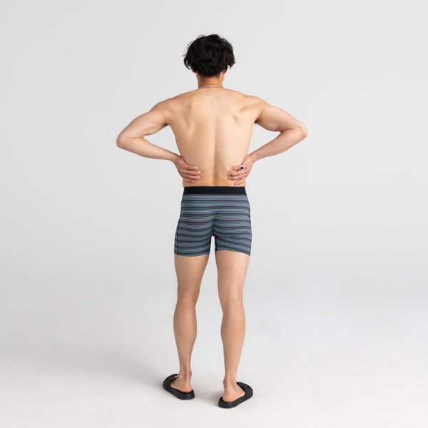 Back - Model wearing Quest Boxer Brief Fly 2 Pack in Sunrise Stripe/Black II