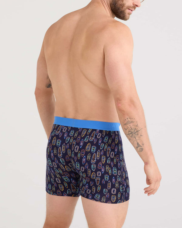 Back - Model wearing Ultra Super Soft Boxer Brief Fly 2 Pack in Bunch O' Boats/Maritime