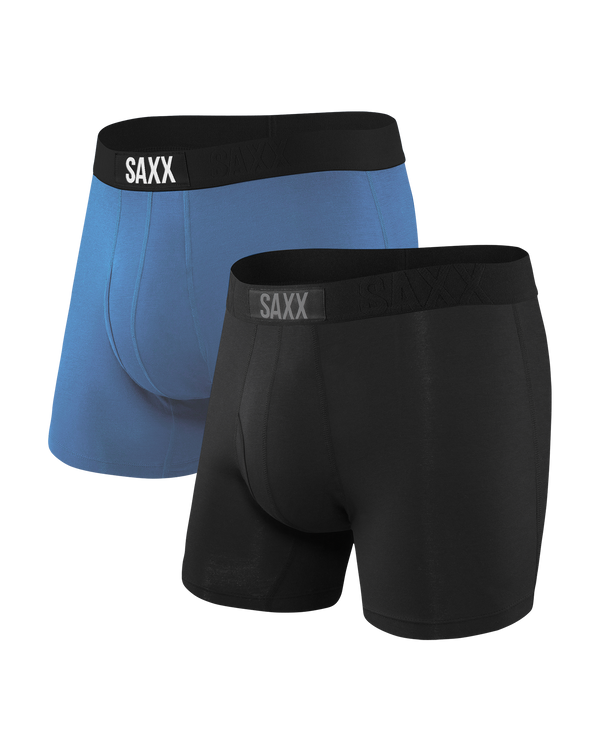 Front of Ultra Super Soft Boxer Brief 2 Pack in Racer Blue/Black