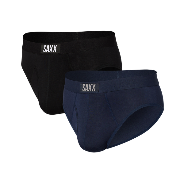 Front of Ultra Brief Fly 2 Pack in Black/Navy