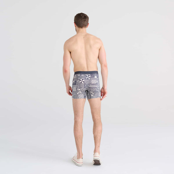 Back - Model wearing Vibe 2-Pack Boxer Brief in Beachy Woodblocks/Navy