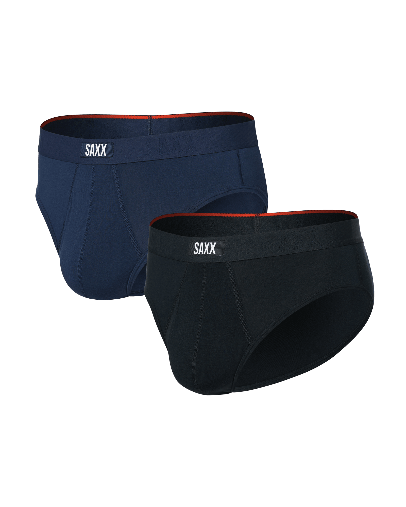 Front of Vibe Xtra Brief Fly 2 Pack in Black/Navy