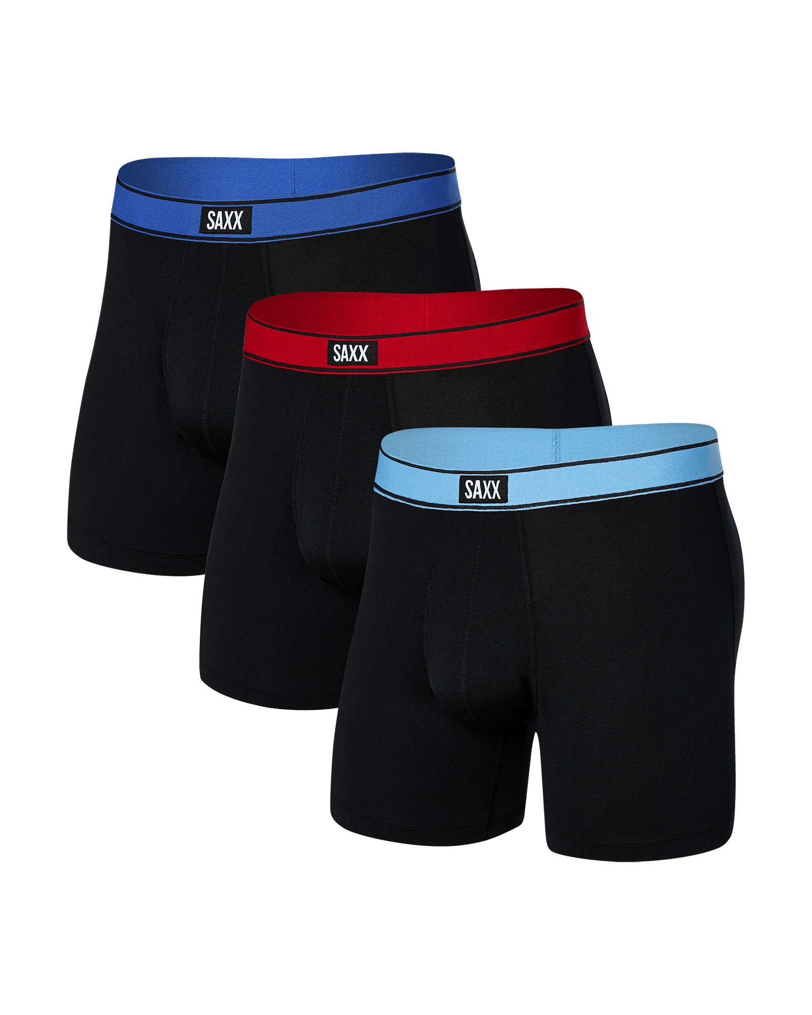 Front of Daytripper Boxer Brief Fly 3-Pack in Silver Lake/Cherry/Sport Blue Waistband