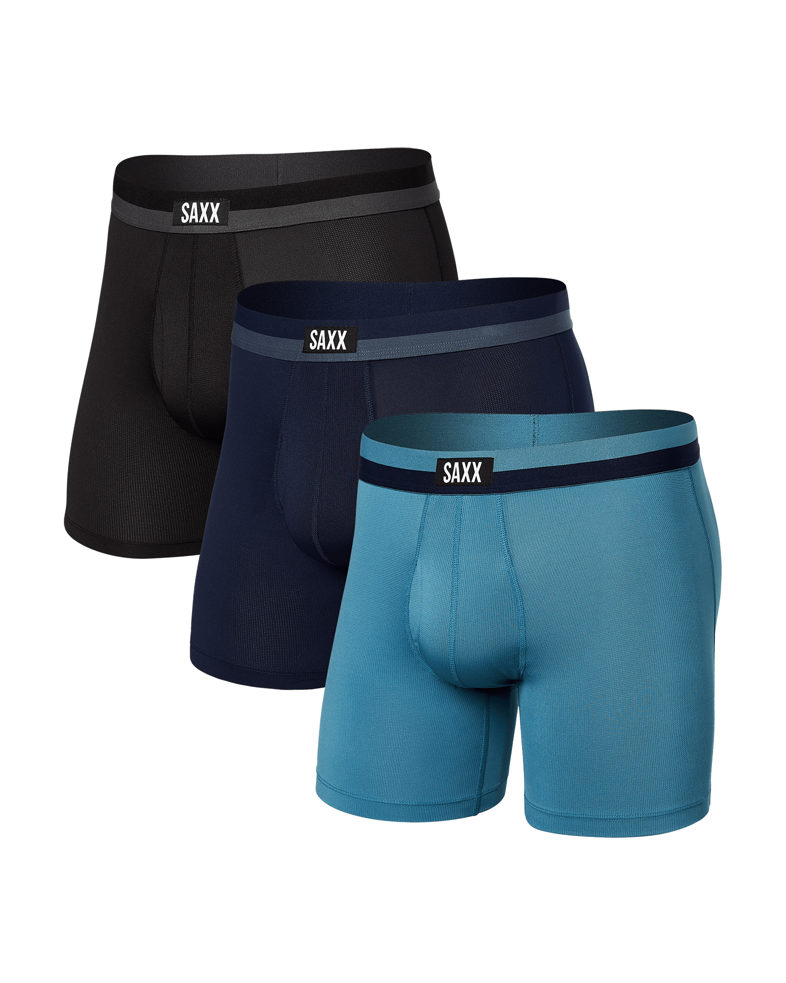 Front of Sport Mesh 3-Pack Boxer Brief in Hydro/Maritime/Black