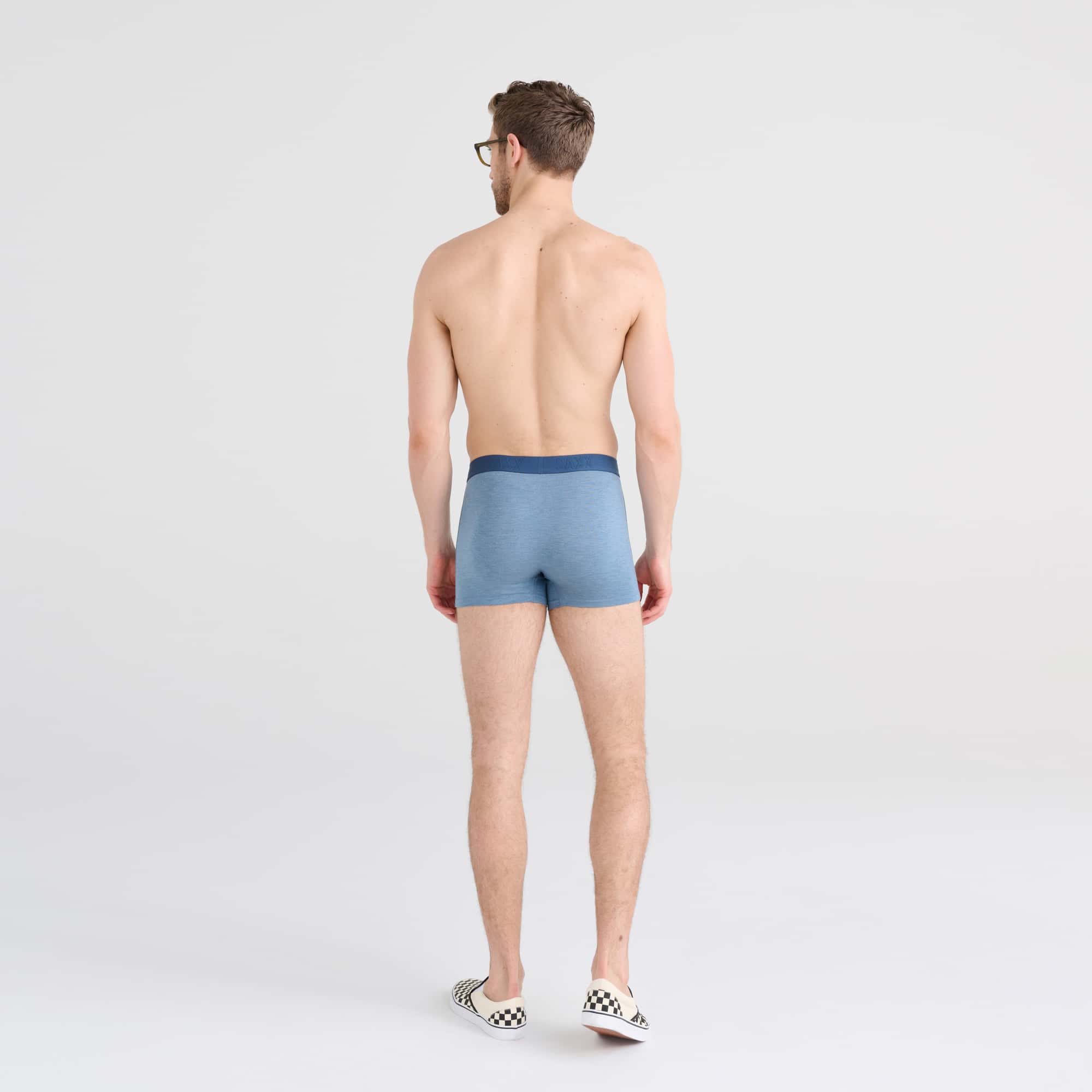 Back - Model wearing Vibe 3-Pack Trunk in Stone/Dark Denim/Maritime