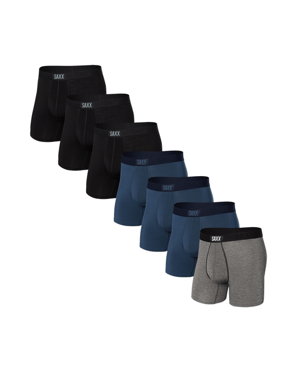 Front of Super Soft Vibe 7 Pack in Black/Grey Heather/Navy