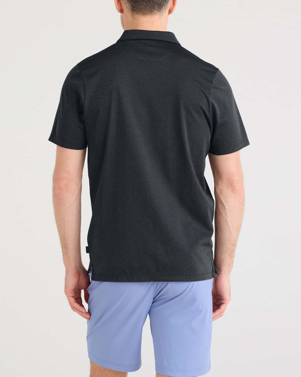 Back - Model wearing Droptemp Dry Resort Polo in Black Heather