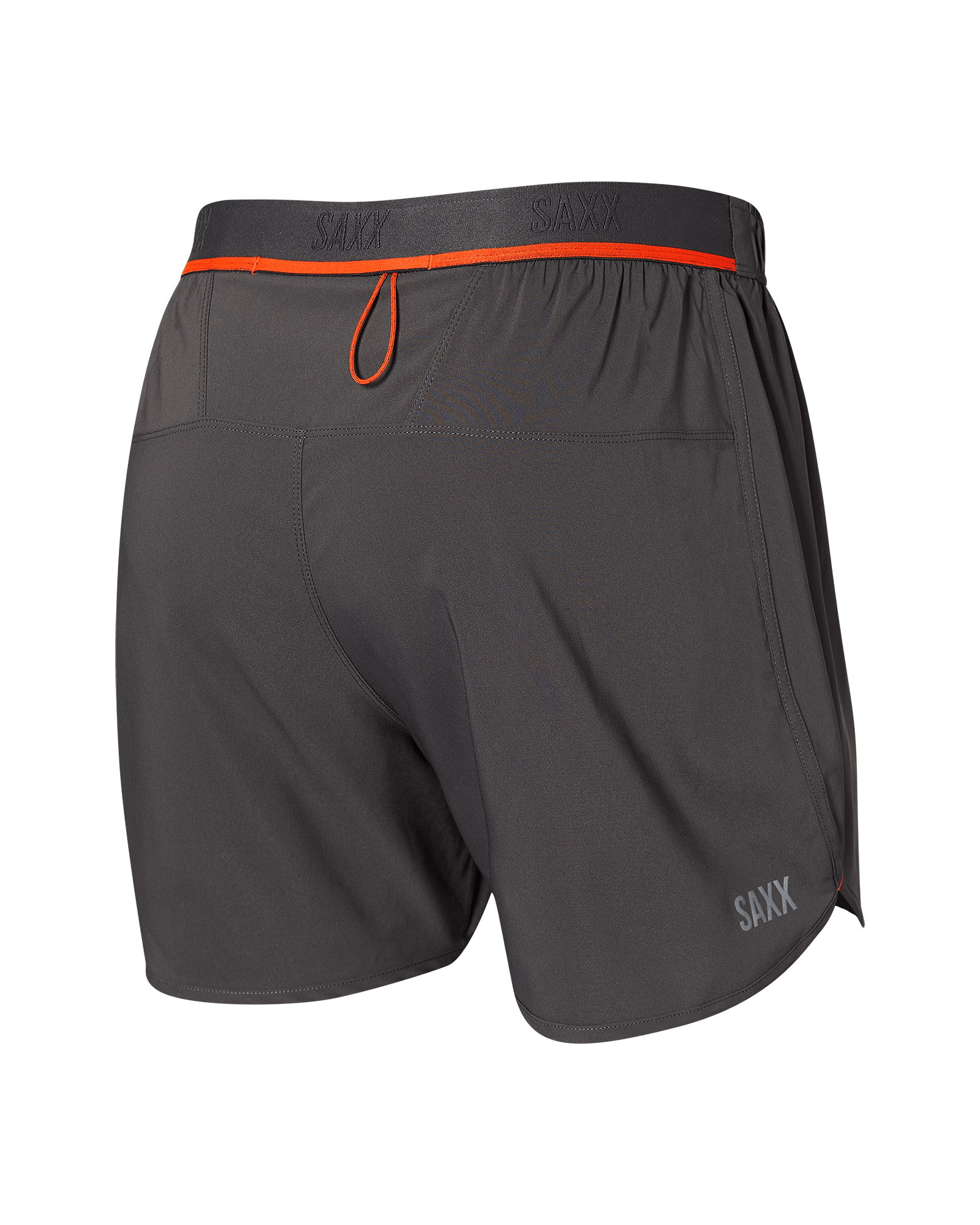 Back of Hightail 2N1 Run Short 5" in Grey Heather