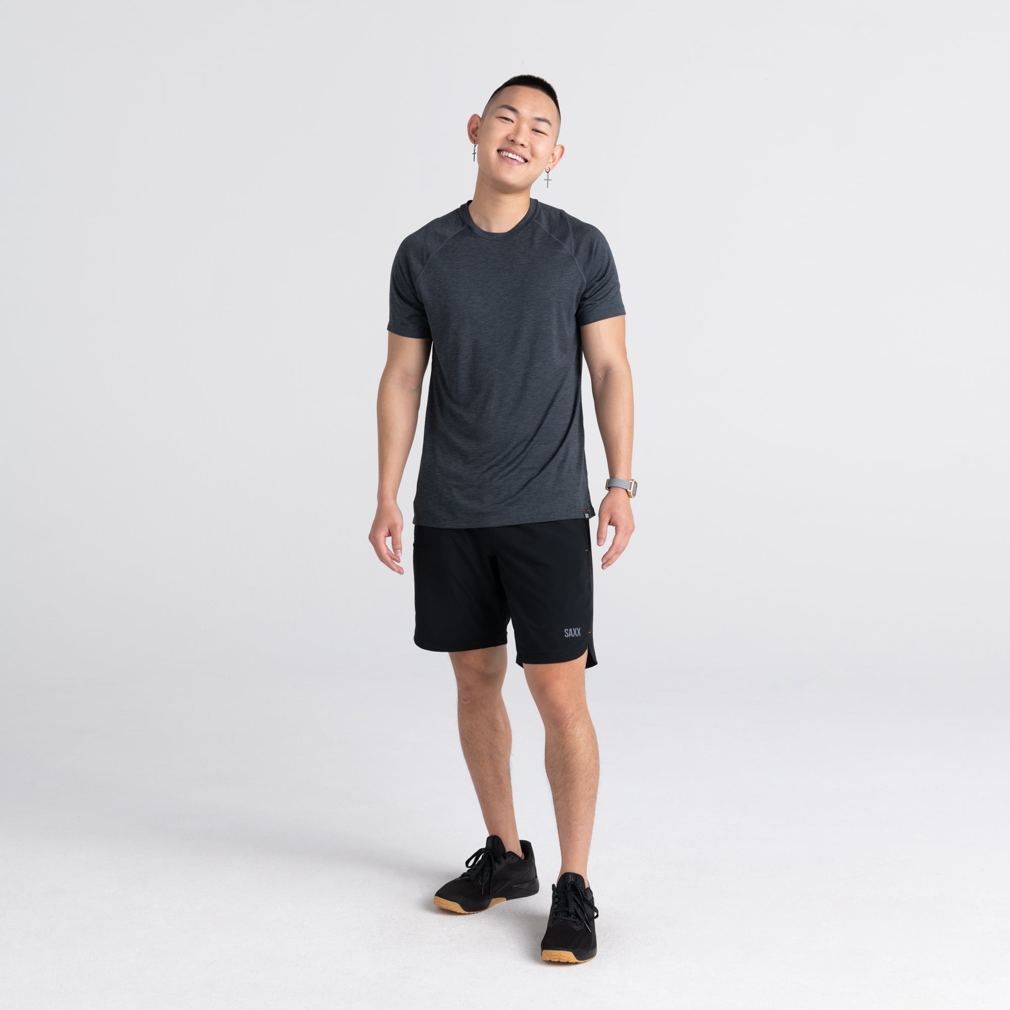 Front - Model wearing Gainmaker 2N1 Short 9" in Black