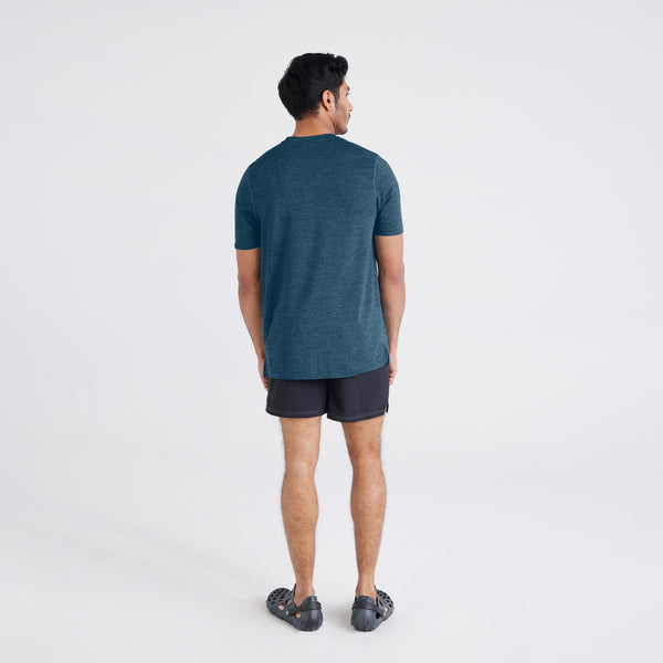 Back - Model wearing  Droptemp® All Day Cooling Short Sleeve Tee in Storm Heather