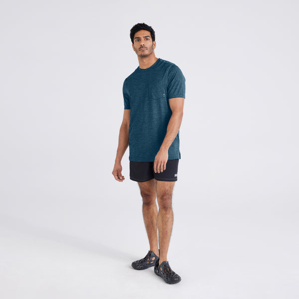 Front - Model wearing  Droptemp® All Day Cooling Short Sleeve Tee in Storm Heather