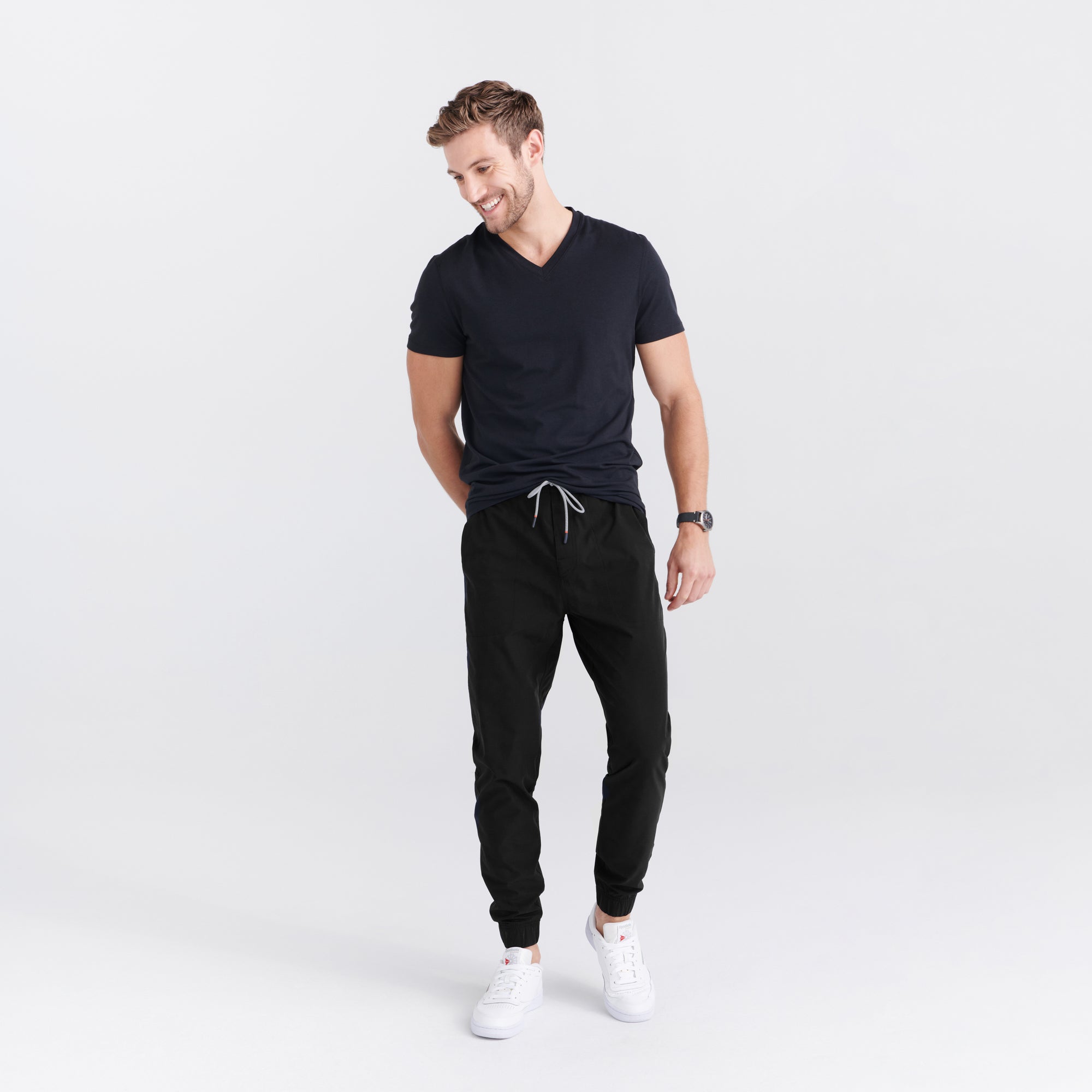 Front - Model wearing Go To Town Pant in Black