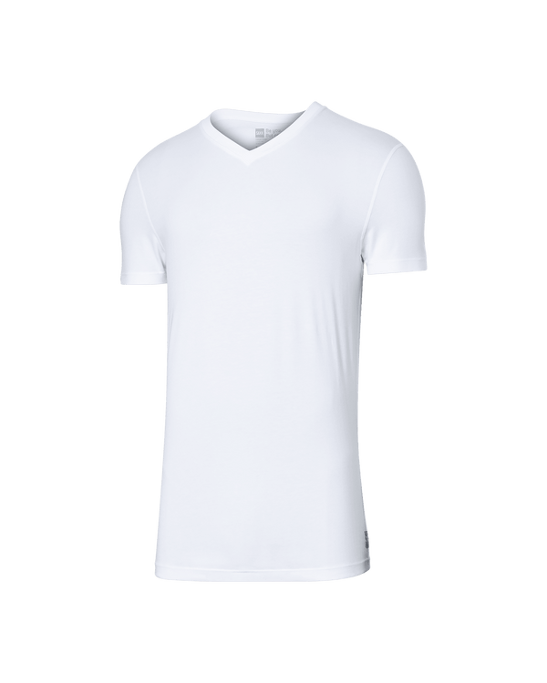 Front of Droptemp Cooling Cotton V Neck in White