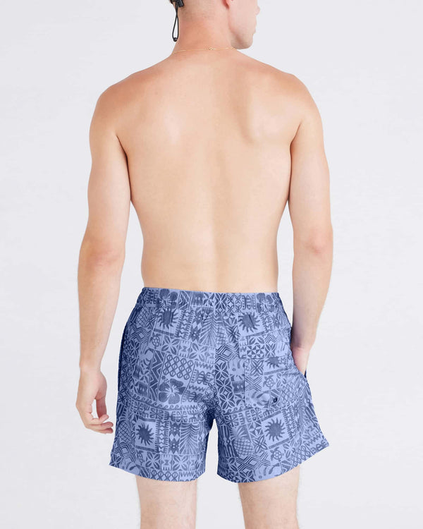 Back - Model wearing Oh Buoy 2N1 Volley 5" in Tropical Tapa-Lavender