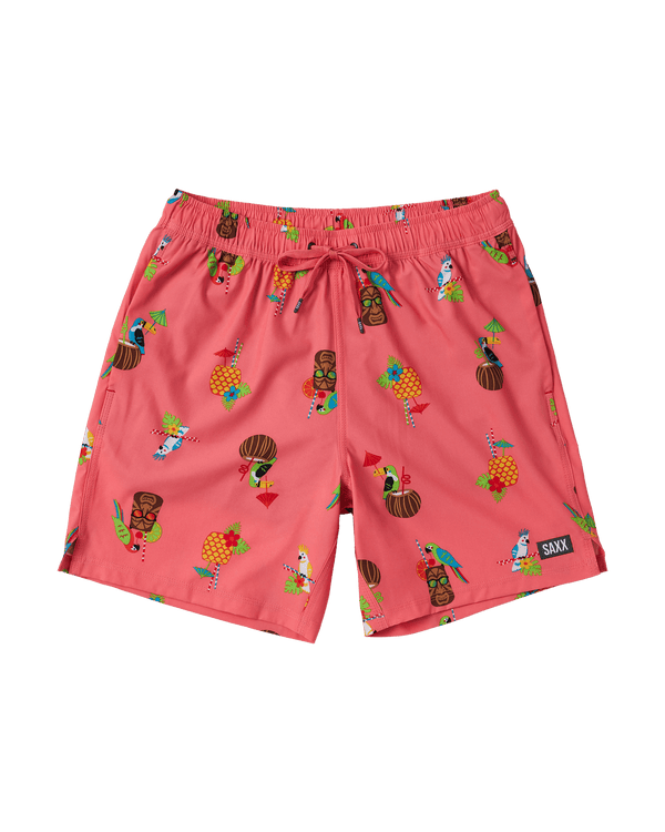 Front of Oh Buoy 2N1 Swim Short Regular in Birds Of Paradise-Coral