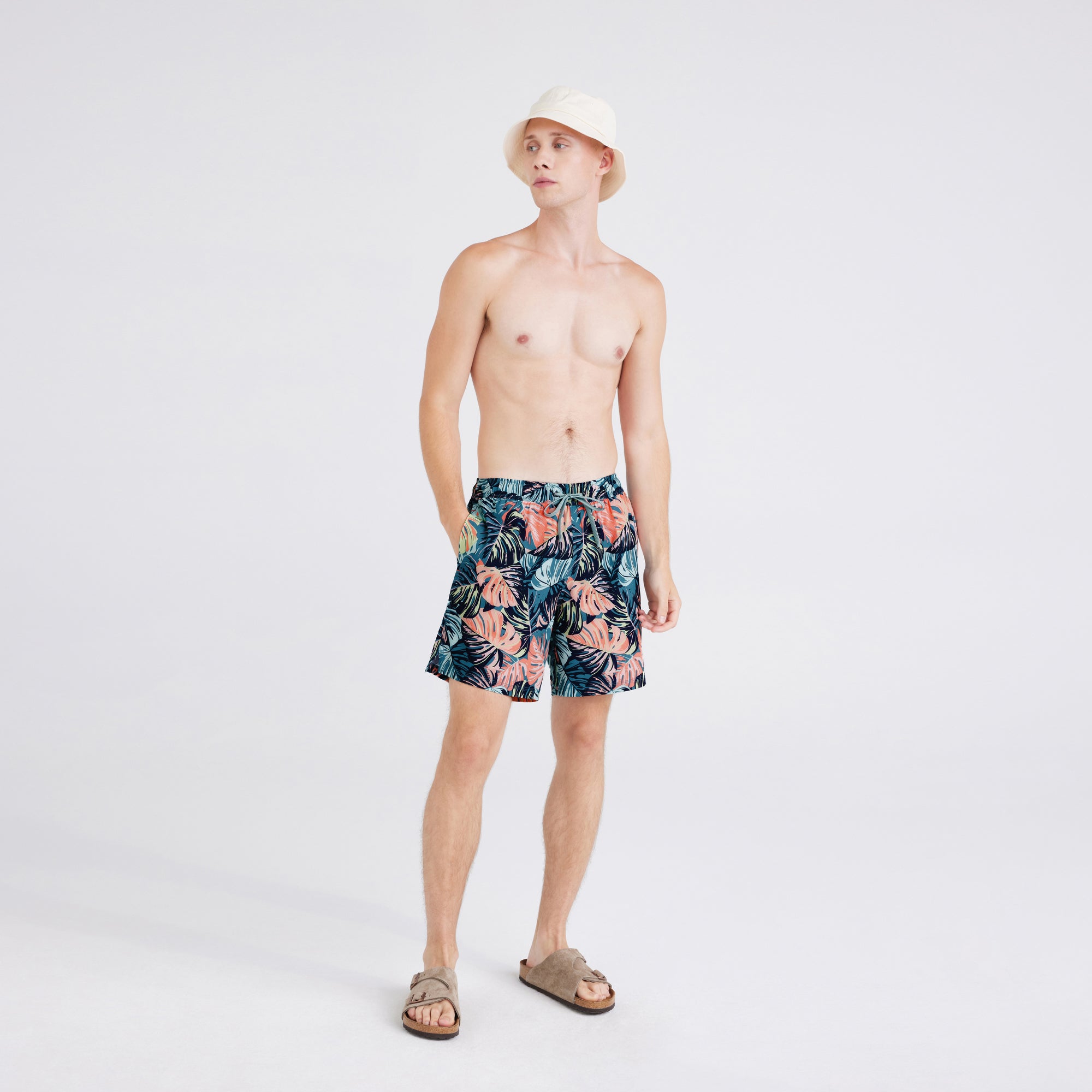 Back - Model wearing  Oh Buoy 2N1 Swim Short Regular in Mr. Phil O. Dendren-Blue