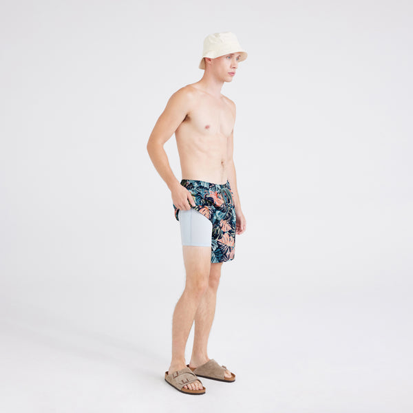 Front - Model wearing  Oh Buoy 2N1 Swim Short Regular in Mr. Phil O. Dendren-Blue