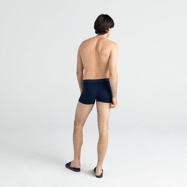 Back - Model wearing Vibe Trunk in Navy Heather