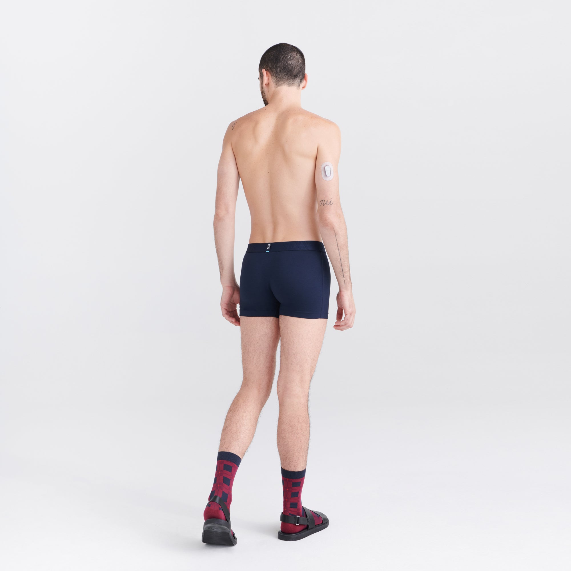 Back - Model wearing DropTemp Cooling Cotton 2-Pack Trunk in Dark Ink/Black