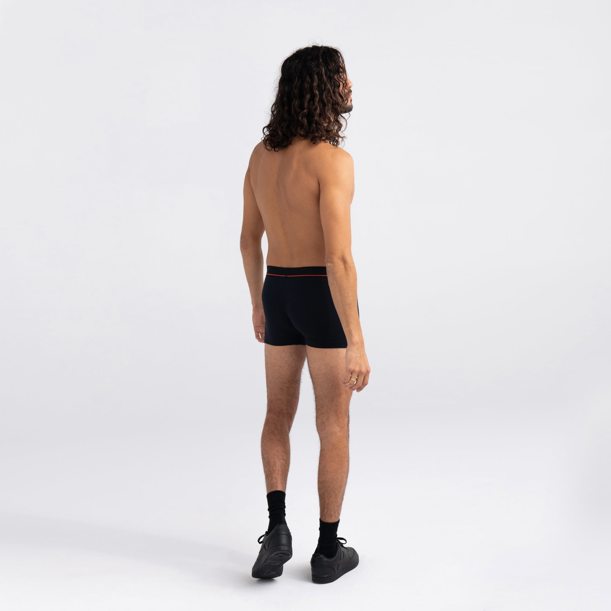 Back - Model wearing Non-Stop Stretch Cotton Trunk in Black