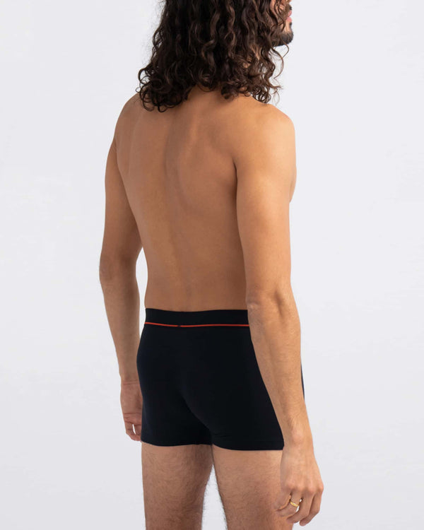 Back - Model wearing Non-Stop Stretch Cotton Trunk Fly 3Pk in Black/Deep Navy/White