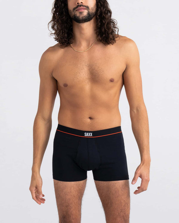 Front - Model wearing Non-Stop Stretch Cotton Trunk Fly 3Pk in Black/Deep Navy/White