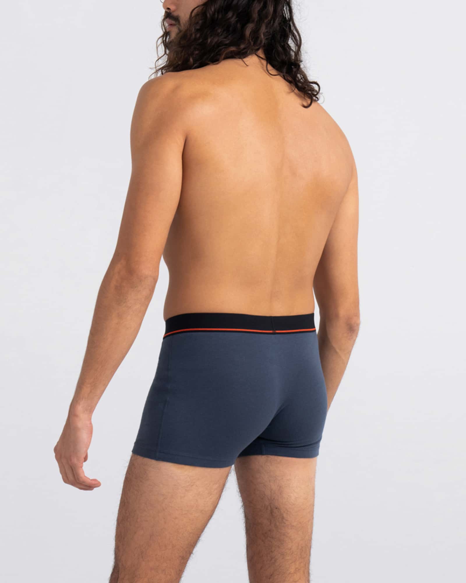 Back - Model wearing Non-Stop Stretch Cotton Trunk Fly in Deep Navy