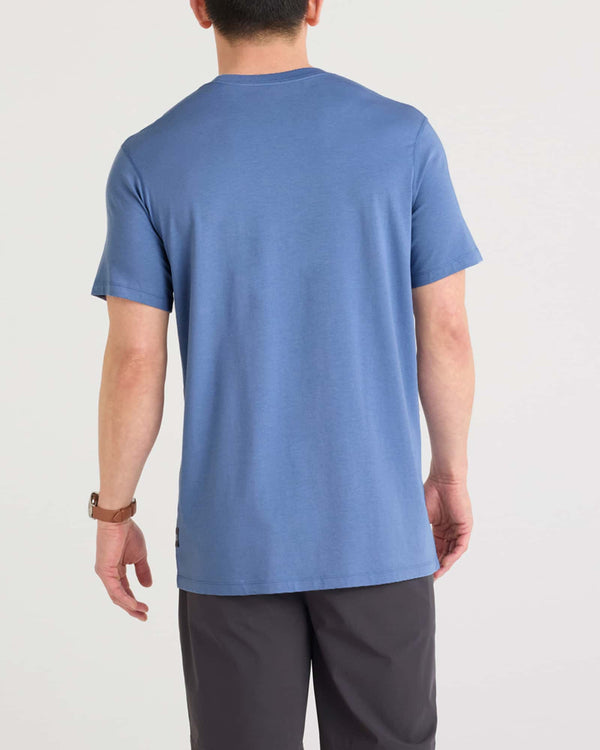 Back - Model wearing Droptemp Cooling Cotton Tee in Tidal Blue