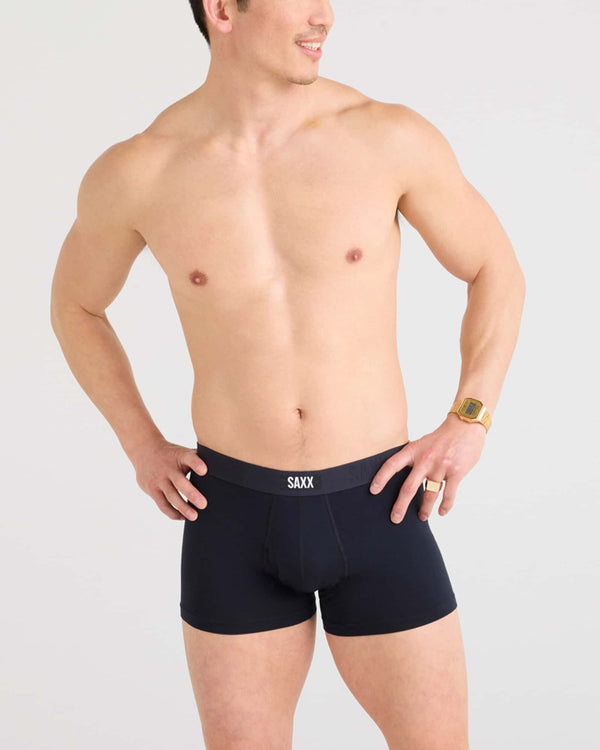 Front - Model wearing Vibe Xtra Trunk Fly 2 Pack in Black