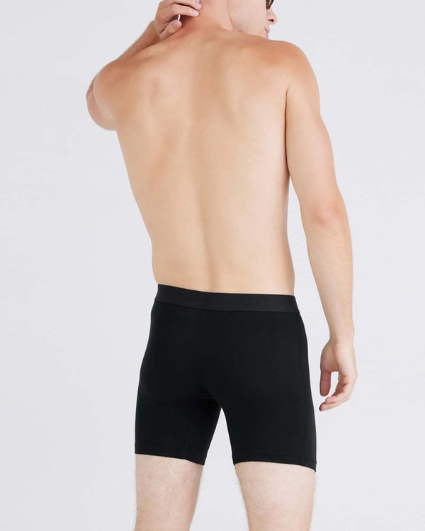 Back - Model wearing Vibe Xtra Boxer Brief Fly 3Pk in Black