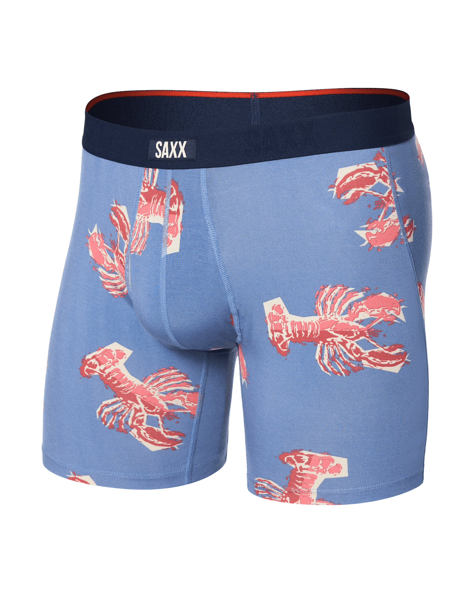 Front of Vibe Xtra Boxer Brief Fly in Lobster Boil-Tidal Blue