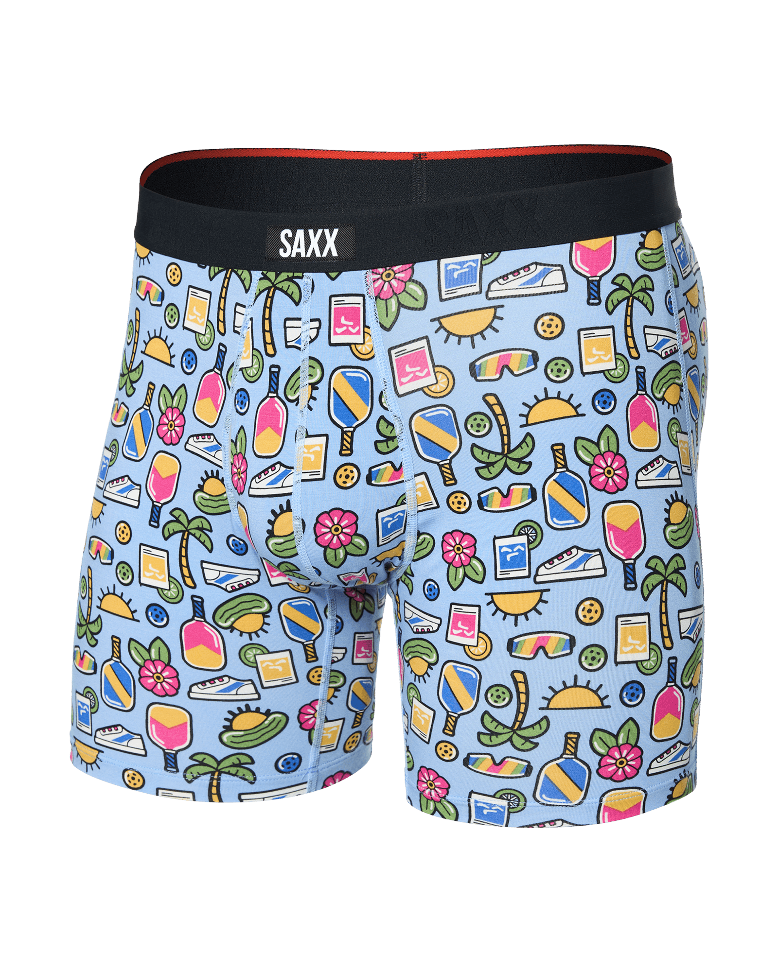 Front of Vibe Xtra Boxer Brief Fly in Pickleball Paradise-Blue