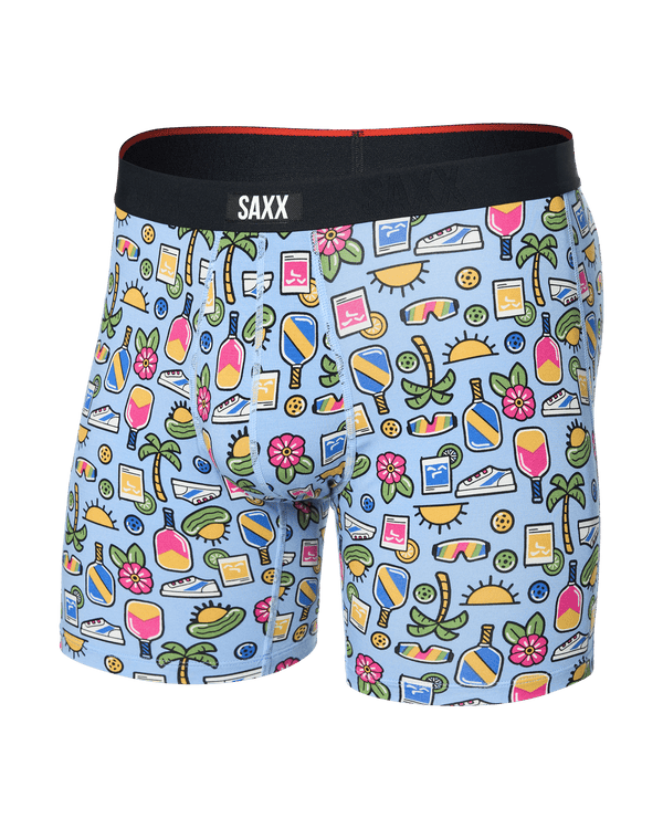 Front of Vibe Xtra Boxer Brief Fly in Pickleball Paradise-Blue