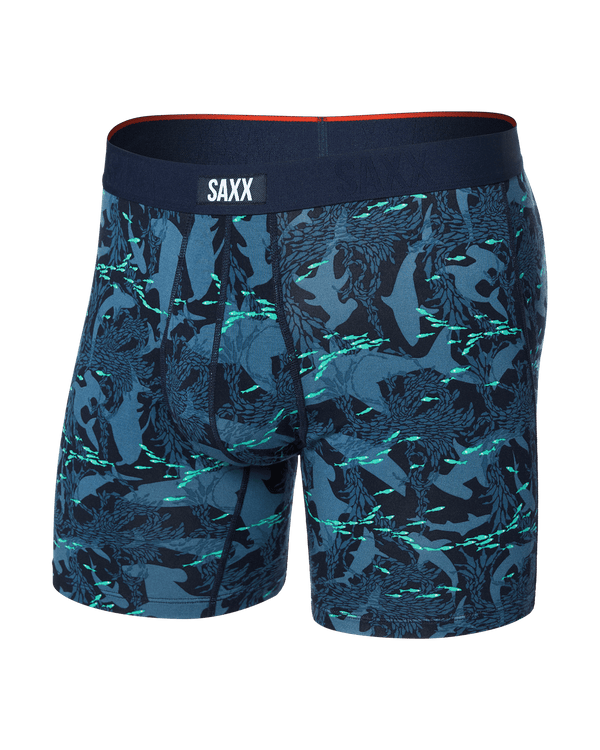 Front of Vibe Xtra Boxer Brief Fly in Sharks And Minnows-Dk Ink