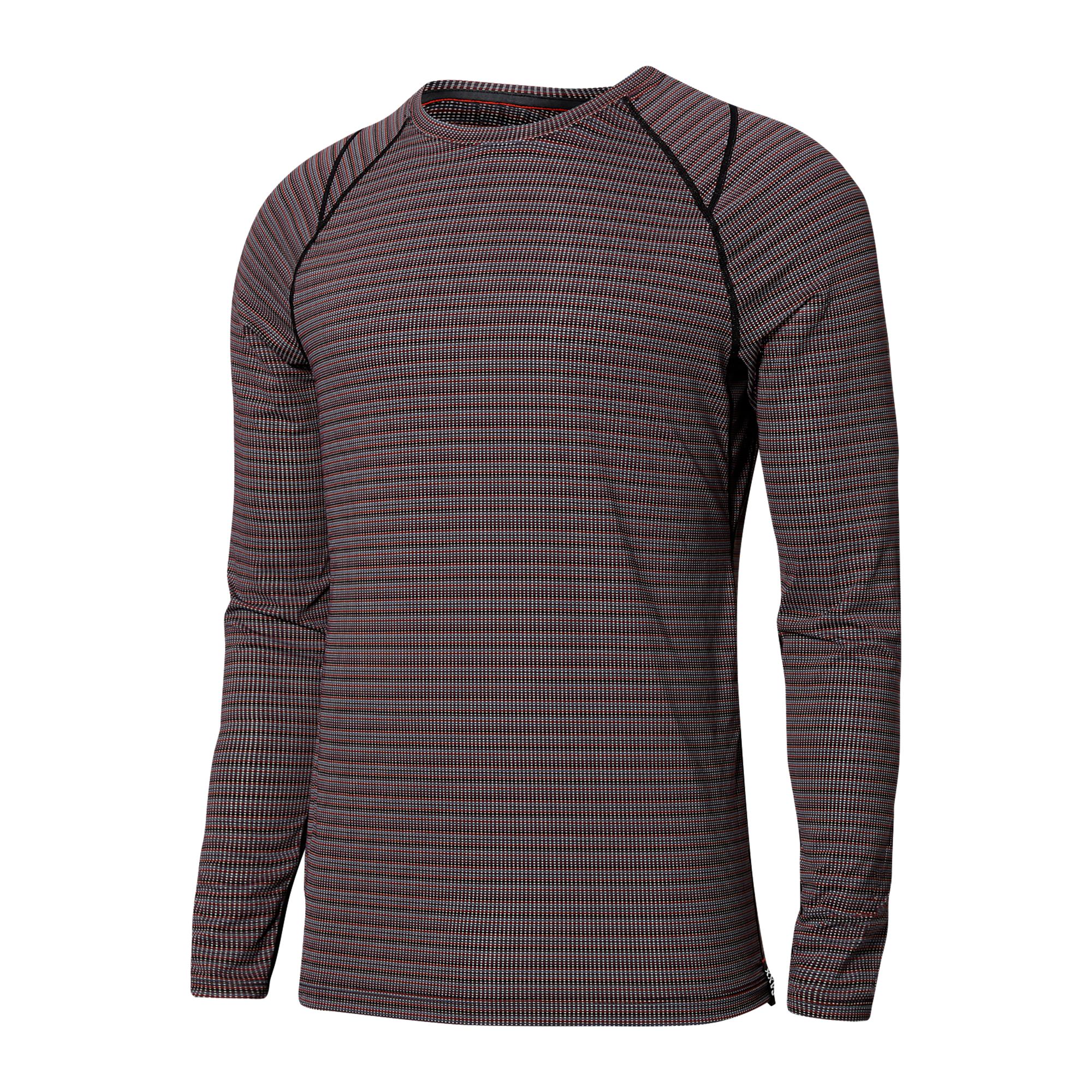 Front of Quest Quick Dry Mesh Long Sleeve Crew Baselayer in Wilderness Stripe- Fudge