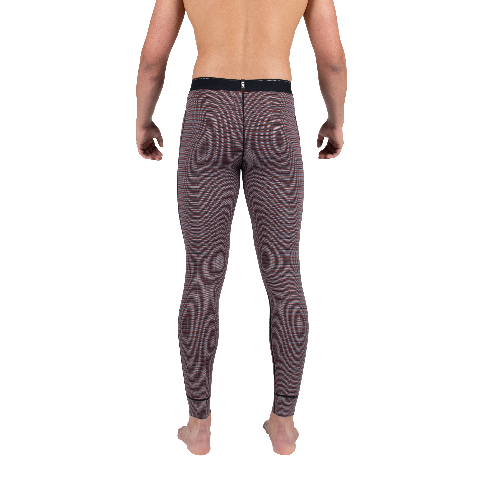 Back - Model wearing Quest Quick Dry Mesh Bottom Fly Baselayer in Wilderness Stripe- Fudge