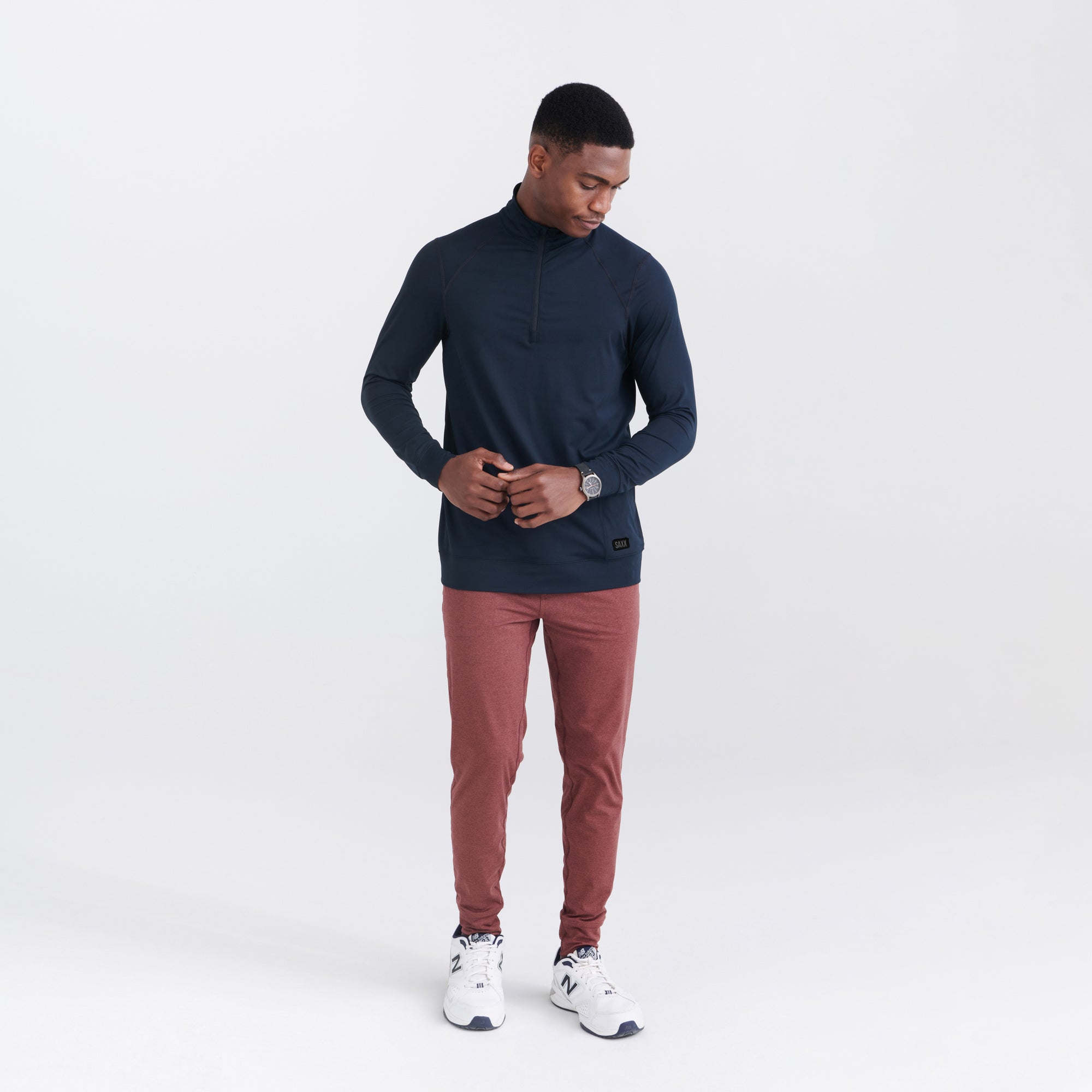 Front - Model wearing PeakDaze Pant in Sable Heather