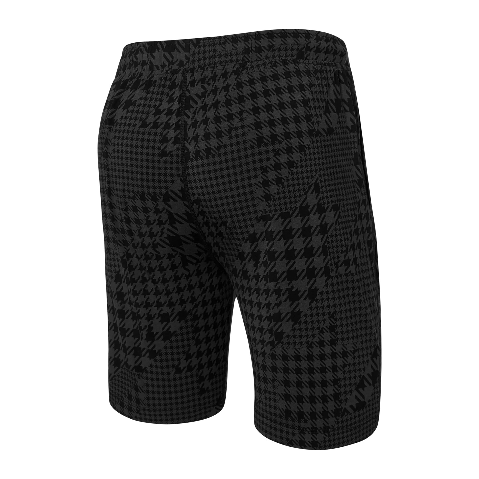 Back of 22nd Century Silk Sleep Short in Dogstooth Camo- Black