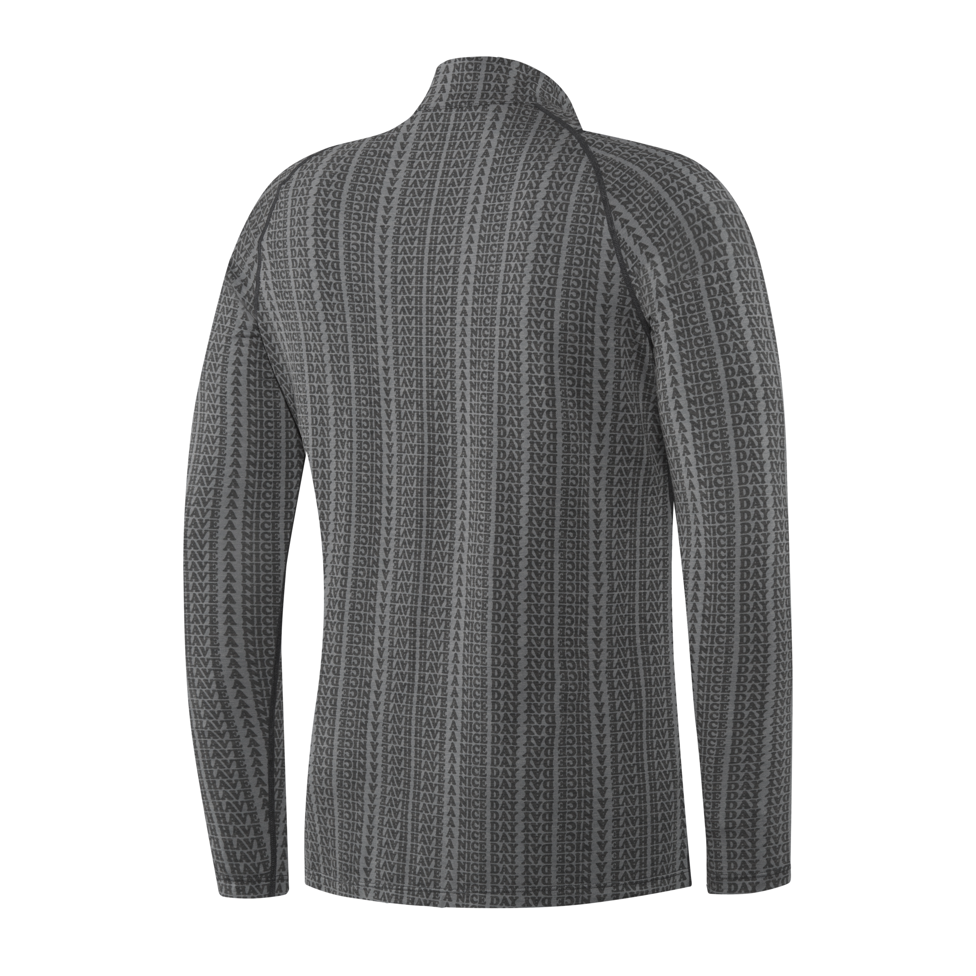 Back of Viewfinder Baselayer Long Sleeve 1/2 Zip in Grey Have A Nice Day