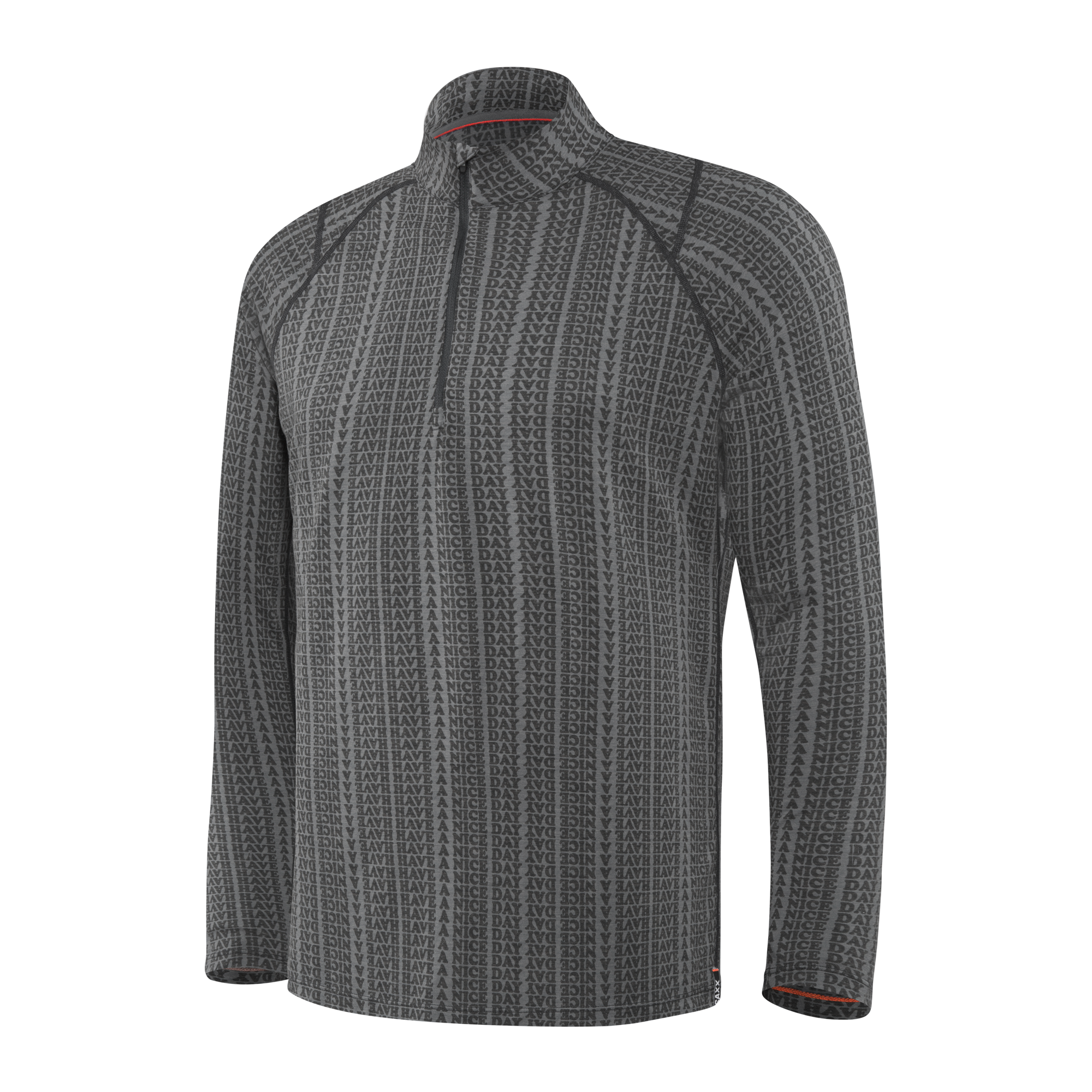 Front of Viewfinder Baselayer Long Sleeve 1/2 Zip in Grey Have A Nice Day