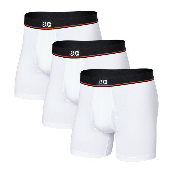 Men's Long Leg Boxer Briefs Cotton Underwear with Fly Pouch, 3-Pack
